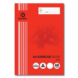 Olympic Exercise Book E048 A4 Blank Unruled 48 Page   