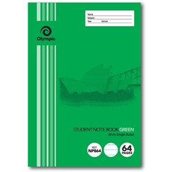 Olympic Grid Notebook 250x175mm 8mm 64 Page NSW Student Green NP864