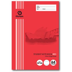 Olympic Grid Notebook 250x175mm 12mm 64 Page NSW Student Red NP126