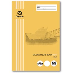 Olympic Blank Notebook 250x175mm Blank 64 Page NSW Student Buff NP064