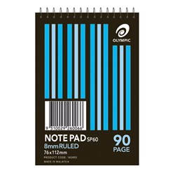 Olympic Spiral Notepad SP60  76x112mm 8mm Ruled Top Bound 90 Page 