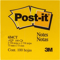 Post-It 654-CT Notes Neon Colours 73x73mm Citrus (Yellow) 100 Sheets