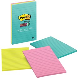 Post-It 4645-3SSMIA Super Sticky Notes 101x152mm Lined Miami Pack of 3