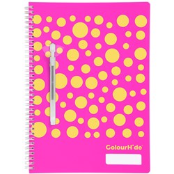 Colourhide Designer Series Notebook A4 Side Bound 120 Page Pink Dots