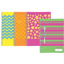 Colourhide Designer Series Notebook A4 Side Bound 120 Page Yellow Chevron