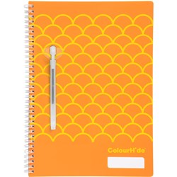 Colourhide Designer Series Notebook A4 Side Bound 120 Page Orange Scales