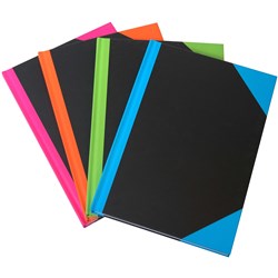 Cumberland Notebook Ruled A4 192 Pages Black Cover Bright Assorted