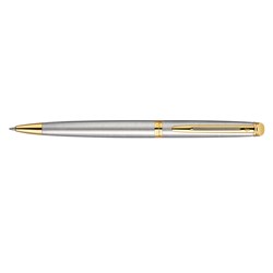 Waterman Hemisphere Ball Pen Stainless Steel Gold Trim Medium Blue Refill