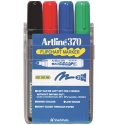 Artline 370 Flipchart Markers Bullet 2mm Assorted Colours Pack Of 4