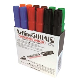 Artline 500A Whiteboard Marker Medium Bullet Assorted Colours Box Of 12