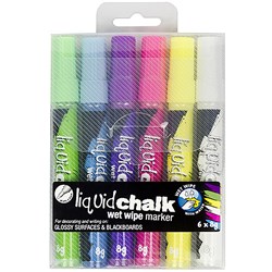 Texta Liquid Chalk Markers Wet Wipe Bullet 4.5mm Assorted Wallet Of 6