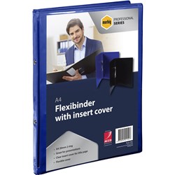 Marbig Professional Series Flexibinder Clear Insert Cover A4 2 Ring 20mm Royal Blue