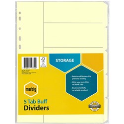 Marbig Manilla Divider A4 5 Tab Buff