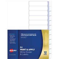 Avery Indexmaker Dividers A4 12 Tab White