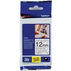 Brother TZE-AF131 P-Touch Tape 12mmx8m Black on Clear  