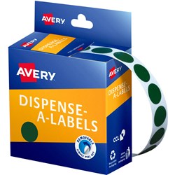 Avery Removable Dispenser Labels 14mm Round Green Pack Of 1050