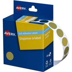 AVERY DMC14GO DISPENSER LABEL Circle 14mm Gold Pack of 500