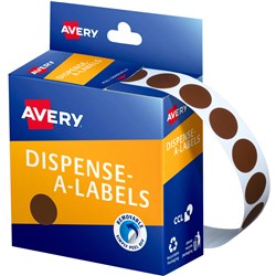 Avery Removable Dispenser Labels 14mm Round Brown Pack of 1050