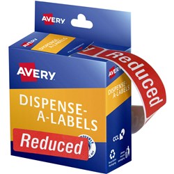 Avery Removable Dispenser Labels 19x64mm Reduced White on Red Pack of 125