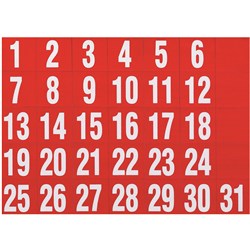 Quartet Magnetic Dates 25 x 30mm Red Set Of 31 