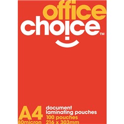 Office Choice Laminating Pouches A4 80 Micron Pack of 100