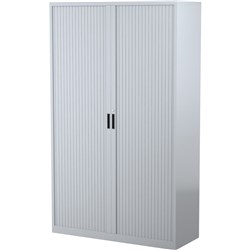 Steelco Tambour Door Cupboard Includes 5 Shelves 1200W x 463D x 2000mmH Silver Grey