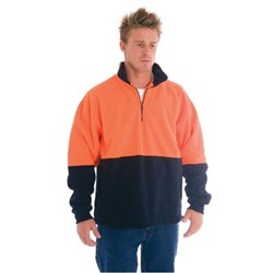 Zions Hi-Vis Two Tone 1/2 Zip Polar Fleece Jumper Orange & Navy