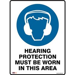 Zions Mandatory Sign Hearing Protection 450x600mm Metal 