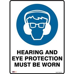 Zions Mandatory Sign Hearing & Eye Protection 450x600mm Polypropylene