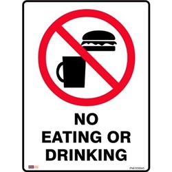 Zions Prohibition Sign No Food Or Drink 450x600mm Metal 