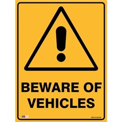 Zions Warning Sign Beware Of Vehicles 450x600mm Metal 