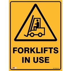 Zions Warning Sign Forklifts In Use 450x600mm Metal 