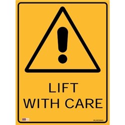 Zions Warning Sign Lift with Care 450x600mm Polypropylene 