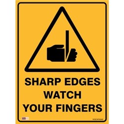 Zions Warning Sign Sharp Edges Watch Fingers 450x600mm Polypropylene