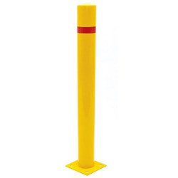 FROMM Permanent Round Bollard With Base Plate Yellow 75mm Diameter 900mm High