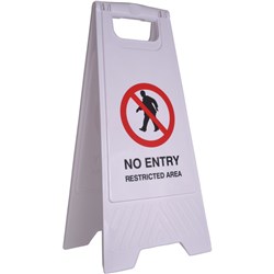 Cleanlink A-Frame Safety Sign No Entry Restricted Area 320x310x650mm White