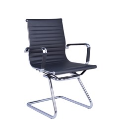 Naples Medium Back Visitor Chair Chrome Cantilever Frame and Arms Black PU