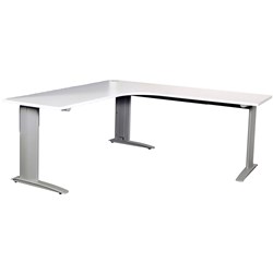 Summit Corner Desk Silver Steel Frame With Cable Beam 1800Wx1800Wx750D White Top