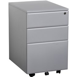 Summit Metal Mobile Pedestal 2 Drawer 1 Filing Drawer 620Hx400Wx520mmD Silver