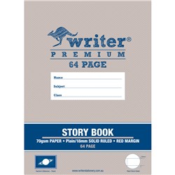 Writer Premium Story Book 330x240mm 64 Page Plain  & 18mm Ruled W Margin 100gsm