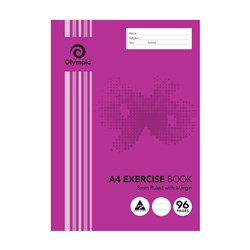 Olympic Exercise Book E896 A4 8mm Ruled 96 Page   