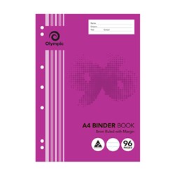 Olympic Binder Book B896 A4 7 Hole 8mm Ruled 55gsm 96 Page