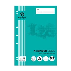 Olympic Binder Book B812 A4 7 Hole 8mm Ruled 55gsm 128 Page