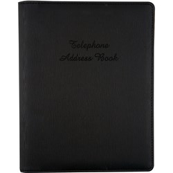 Cumberland Address Binder A5 6 Ring A-Z Tabs PU Cover Black  