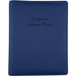 Cumberland Address Binder A5 6 Ring A-Z Tabs PU Cover Navy Blue