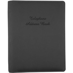 Cumberland Address Binder A5 6 Ring A-Z Tabs PU Cover Charcoal