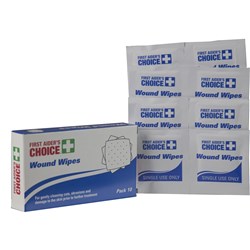 First Aider's Choice Wound Wipes Box Of 10 White 