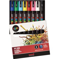 Uni Posca Paint Marker PC-5M  Medium 2.5mm Bullet Tip  Assorted Pack of 8