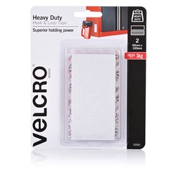 Velcro Brand Hook & Loop 50X100Mm Tape Heavy Duty White Pack Of 2