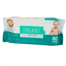 Livingstone Baby Wipes 100 Percent Organic, Biodegradable, 19x21cm. 80 Wipes in Resealable Pack